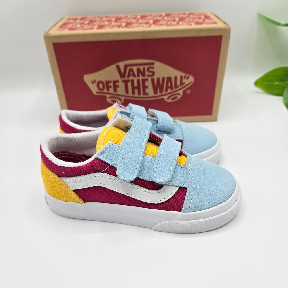 Vans Old Skool V Toddler Multicolor Retro Rainbow Sneakers 8T